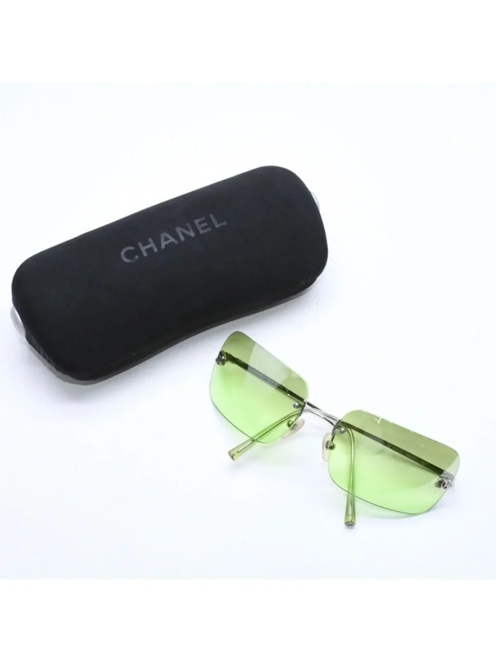 Chanel Rimless Sunglasses Eyewear CC Logo Green